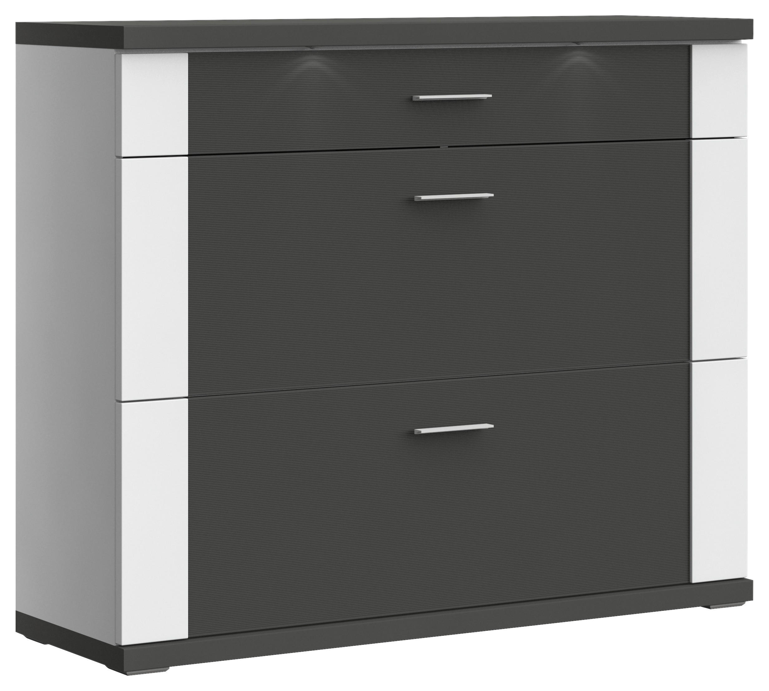 SCHUHSCHRANK Graphitfarben, Weiß - Chromfarben/Graphitfarben, Design, Metall (129/108/42cm) - Xora