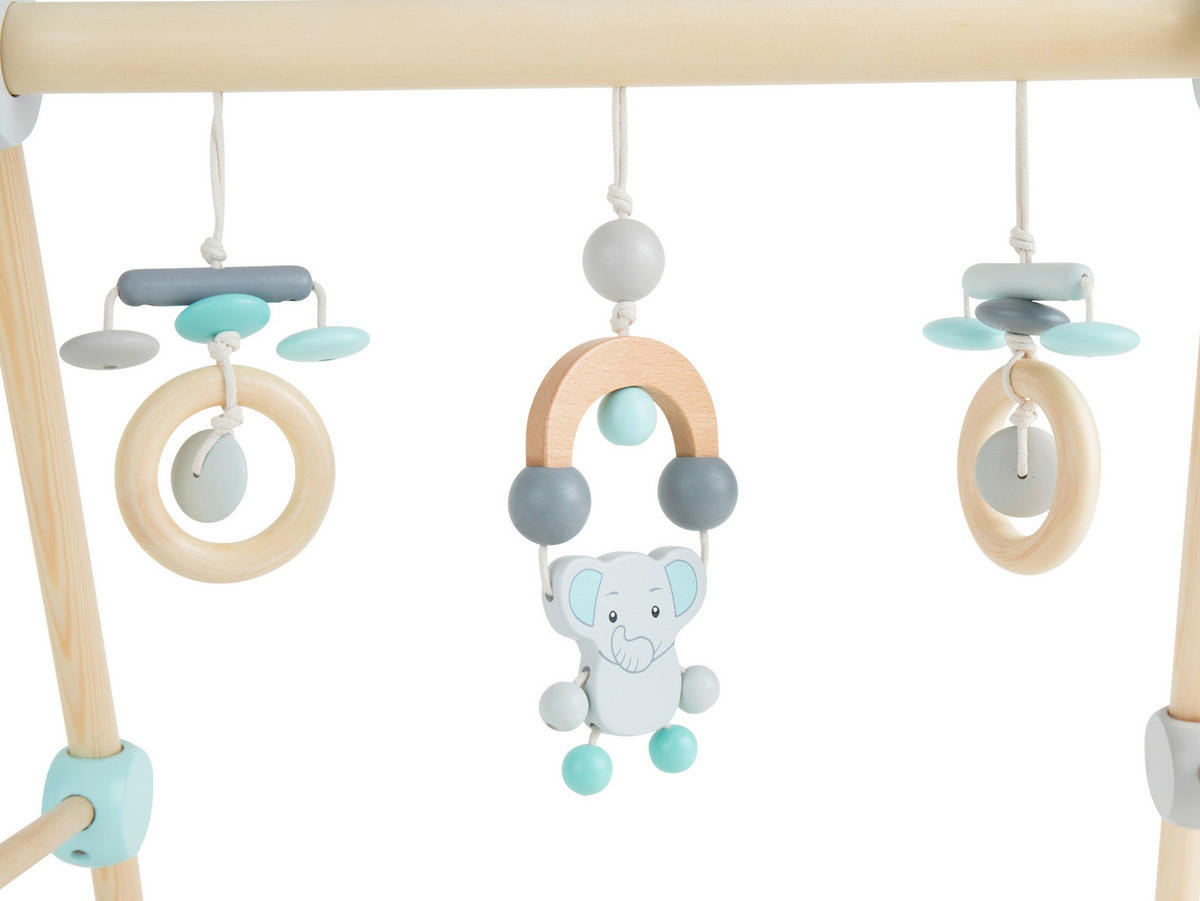 OBLOUK S HRAČKAMI - šedá/modrá, Trend, dřevo (54/64/55cm)