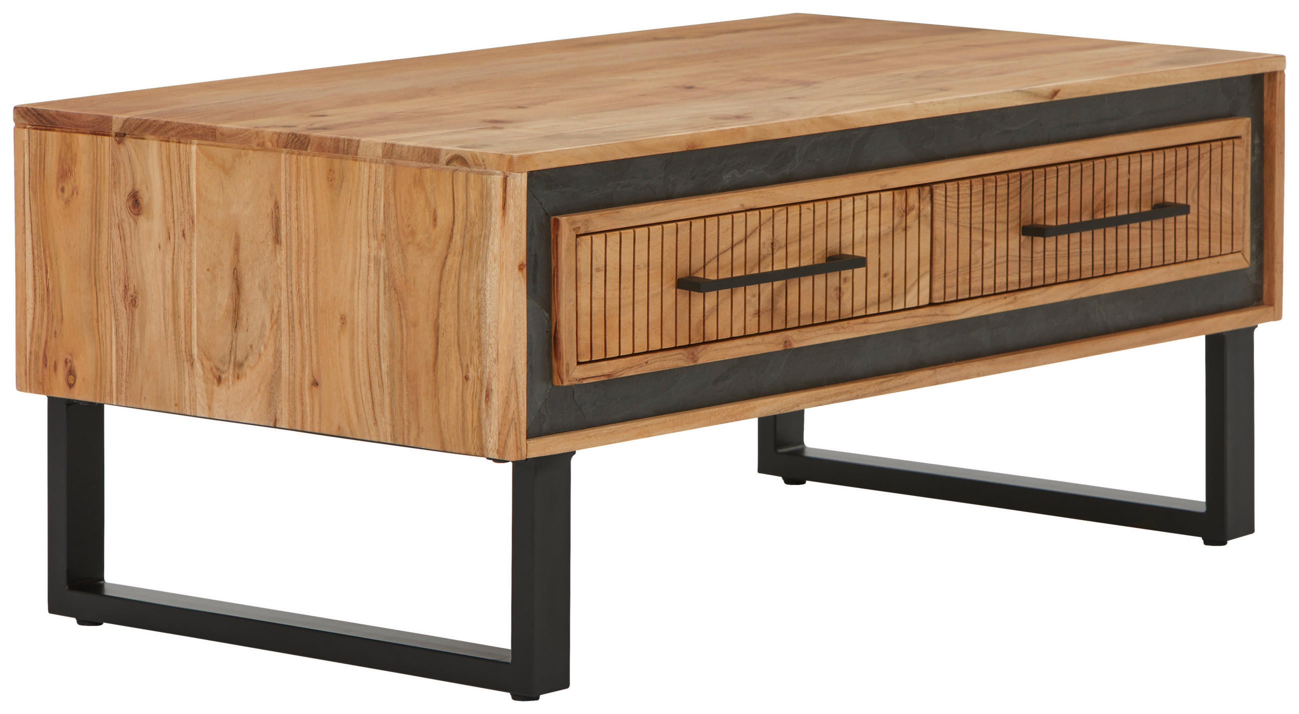 SOFFBORD i trä, metall, sten 110/45/60 cm  - svart/akaciefärgad, Lifestyle, metall/trä (110/45/60cm) - MID.YOU