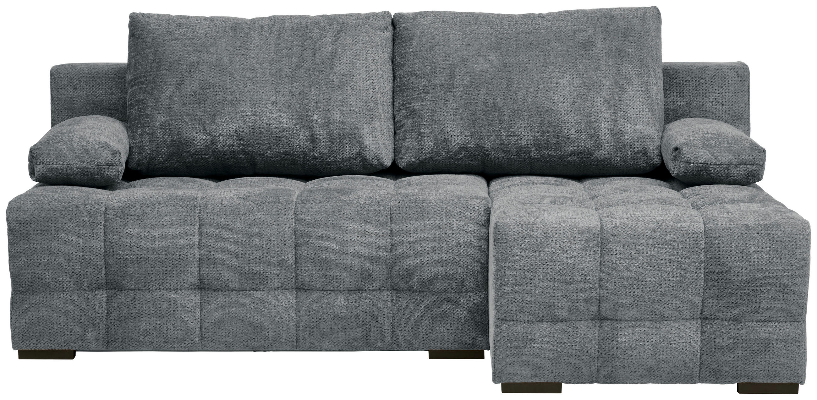 ECKSOFA in Chenille Dunkelgrau  - Dunkelgrau/Schwarz, MODERN, Kunststoff/Textil (204/145cm) - home24