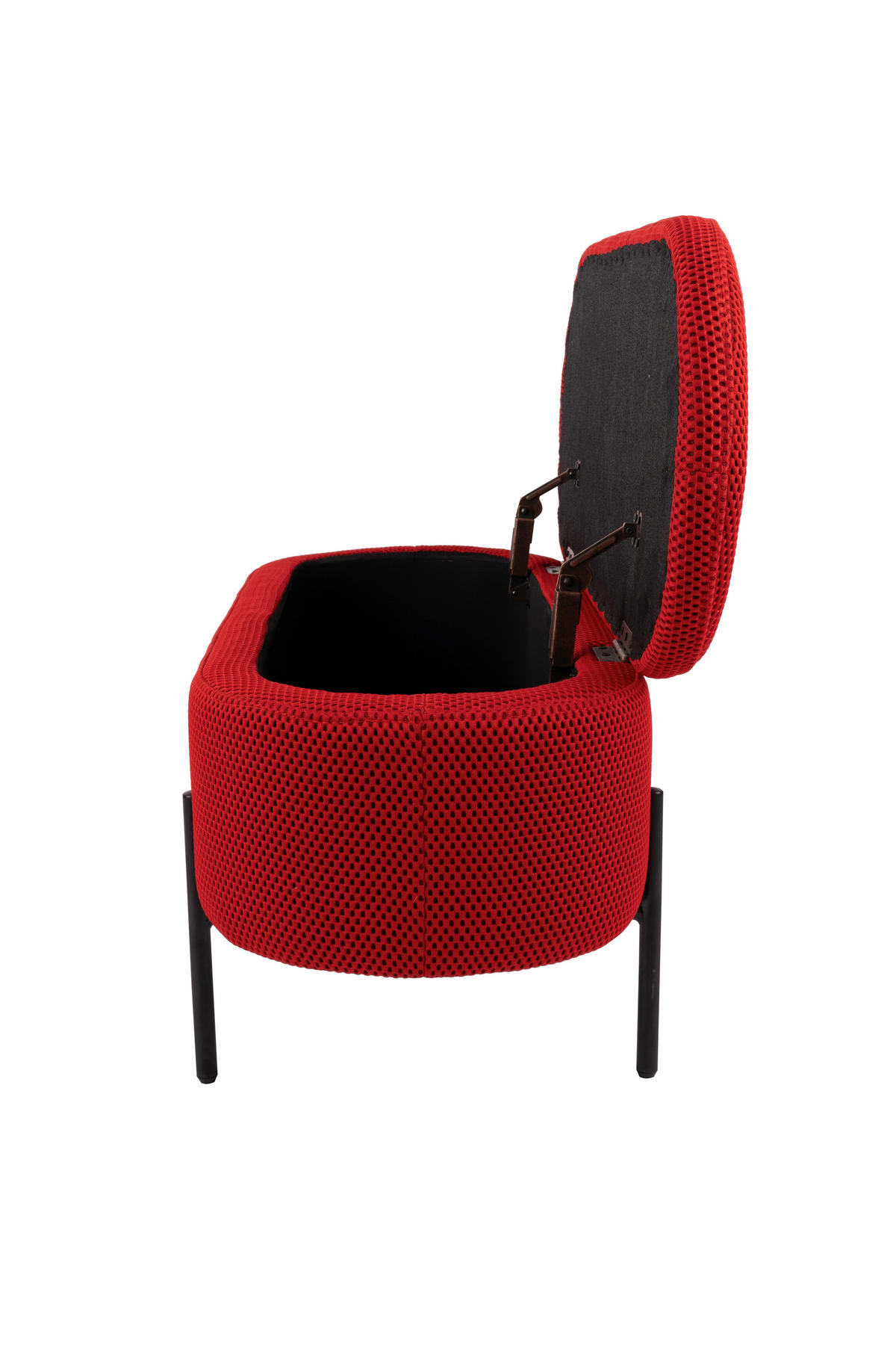 HOCKERBANK in Metall, Textil Rot, Schwarz  - Rot/Schwarz, Design, Textil/Metall (95/43/36cm)