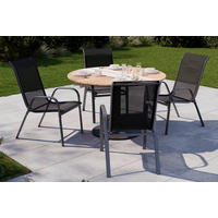 GARTENSESSEL-SET Eisen Anthrazit, Schwarz  - Anthrazit/Schwarz, MODERN, Textil/Metall (54/94/73cm) - Ambia Garden