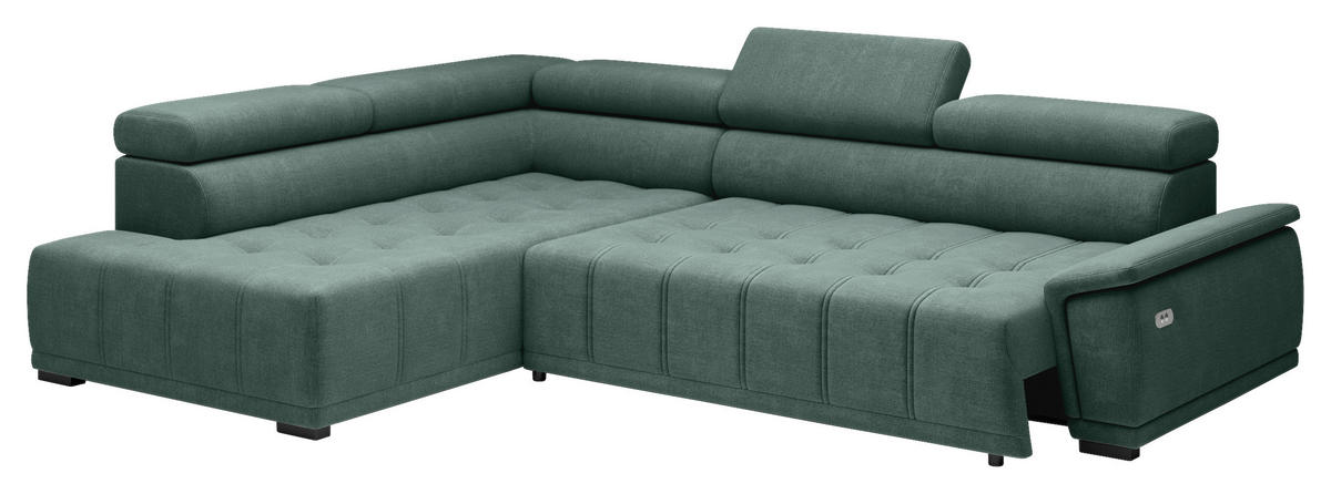 HÖRNSOFFA i chenille, vävt tyg mörkgrön  - svart/mörkgrön, Modern, textil/plast (206/283cm) - MID.YOU