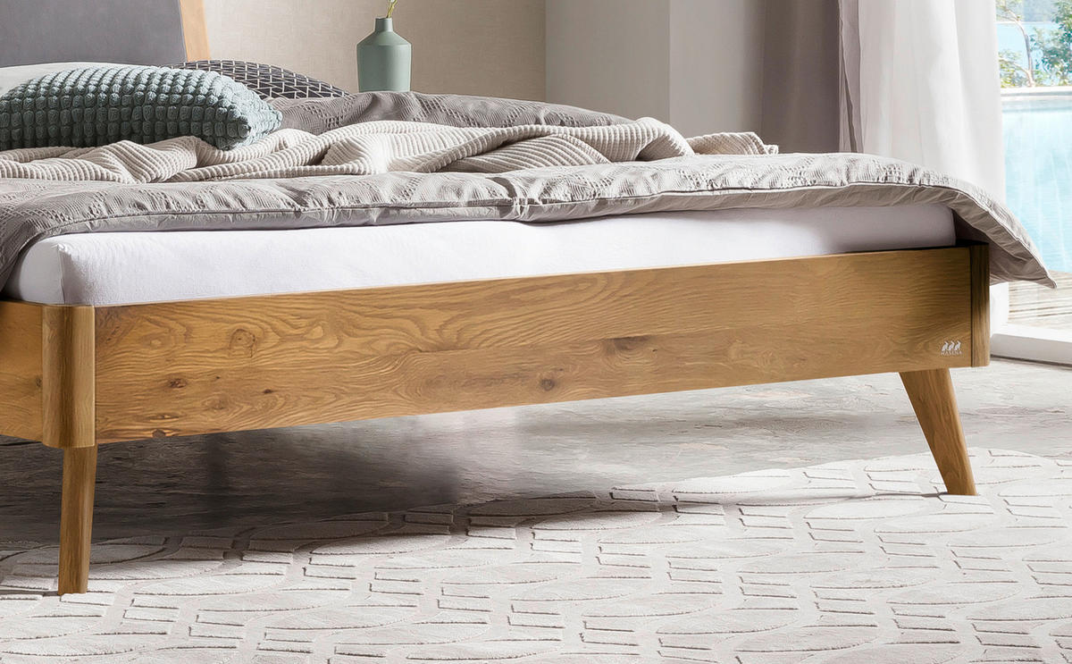 BETT 140/200 cm  in Dunkelgrau, Wildeiche   - Wildeiche/Dunkelgrau, Konventionell, Holz/Textil (140/200cm) - Hasena