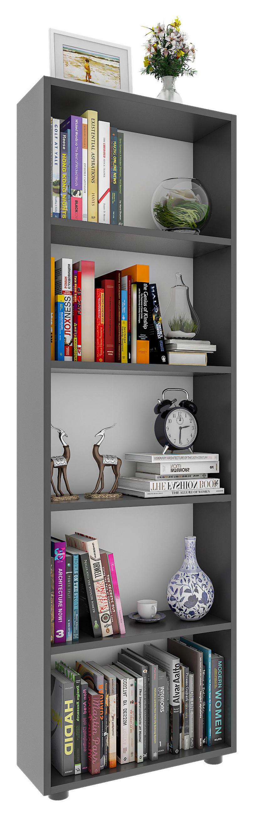 REGAL  56/169/20 cm Anthrazit  - Anthrazit/Schwarz, Basics, Holzwerkstoff/Kunststoff (56/169/20cm) - MID.YOU