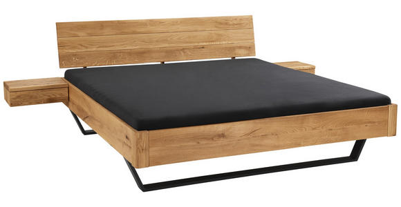 BALKENBETT 200/220 cm  in Wildeiche  - Wildeiche/Schwarz, Natur, Holz/Metall (200/220cm) - Linea Natura