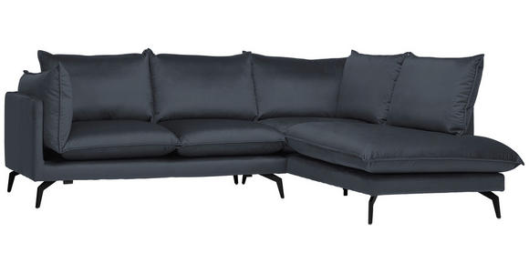 ECKSOFA Anthrazit Samt  - Anthrazit/Schwarz, Design, Textil/Metall (241/200cm) - Carryhome