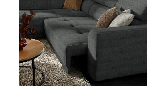 ECKSOFA in Chenille Dunkelgrau 205/284 cm - Dunkelgrau/Schwarz, Design, Kunststoff/Textil (205/284cm) - Xora