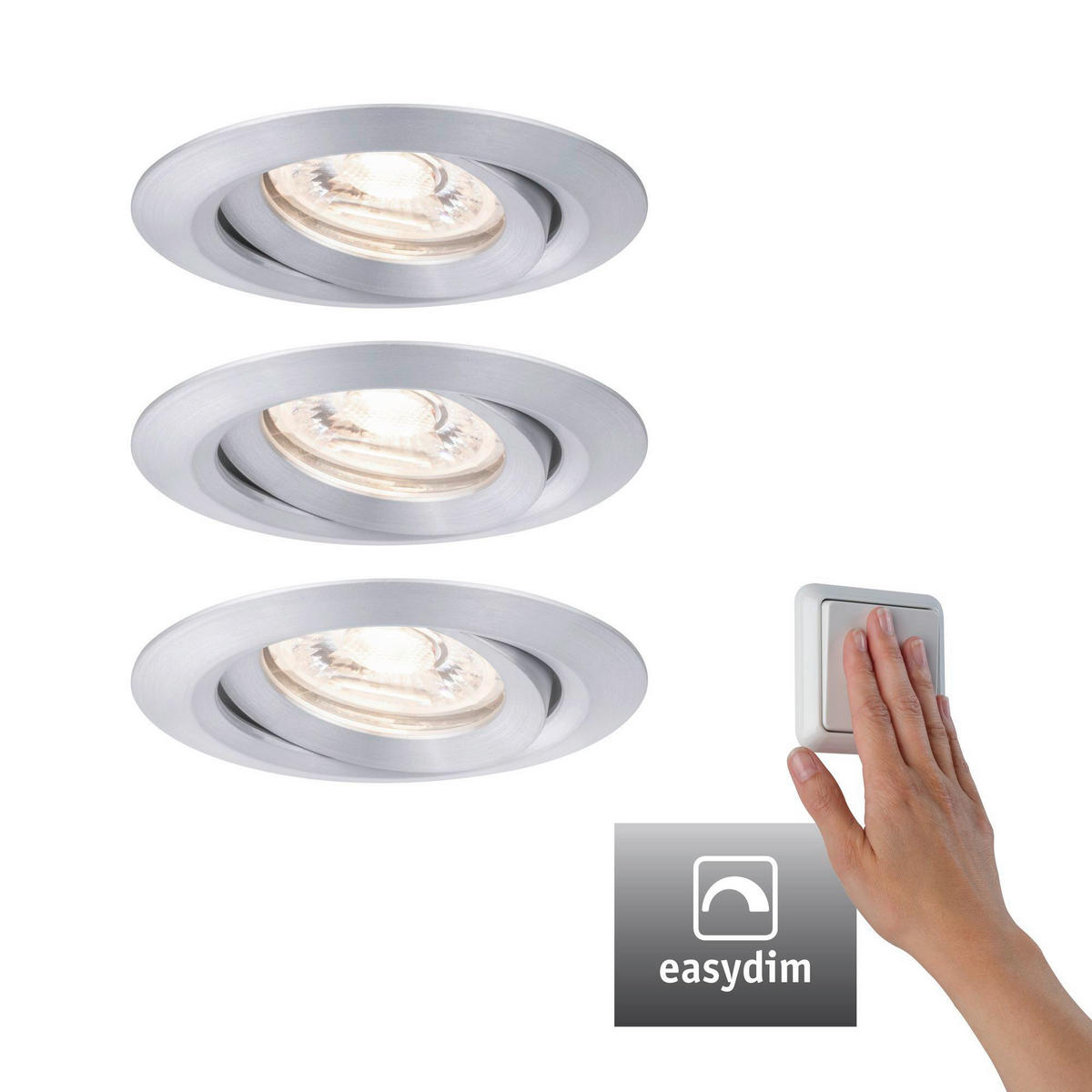 LED-EINBAUSPOT SET 6,6 cm  - Alufarben, Design, Metall (6,6cm) - Paulmann
