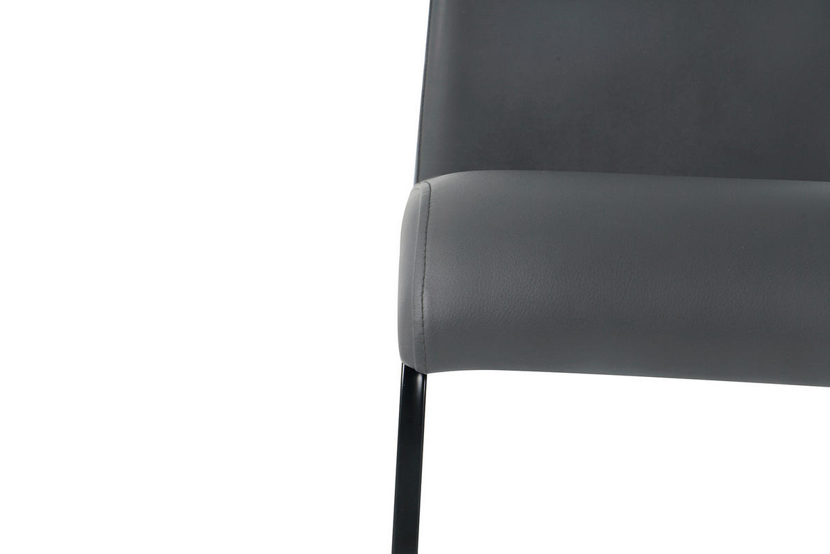 STUHL-SET 2 Stück  in Lederlook  - Schwarz/Grau, Design, Kunststoff/Textil (42/98/56cm) - Livetastic