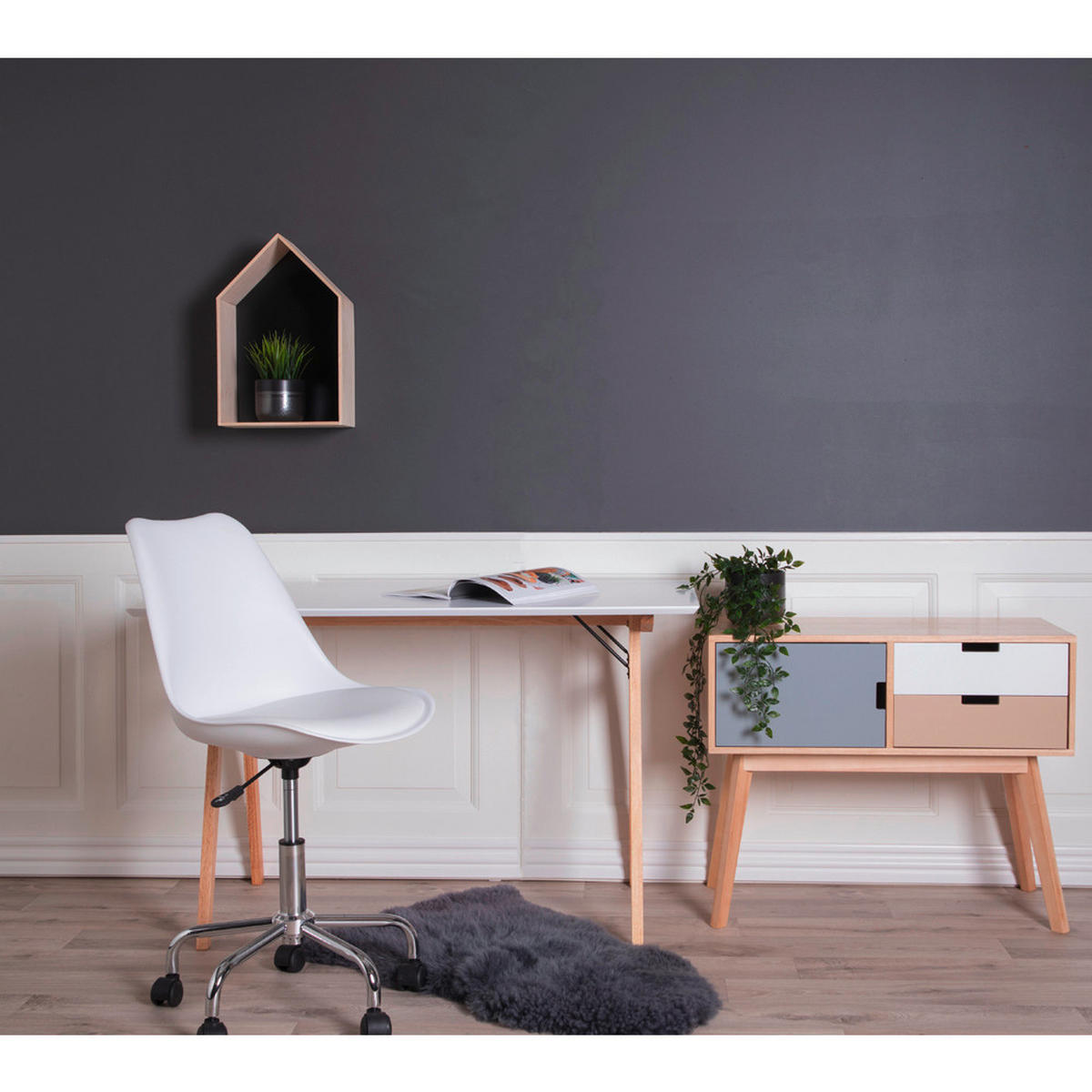 SKRIVBORD  i vit, ek Bianco  - vit/ek Bianco, Modern, trämaterial/trä (120/75/60cm) - MID.YOU