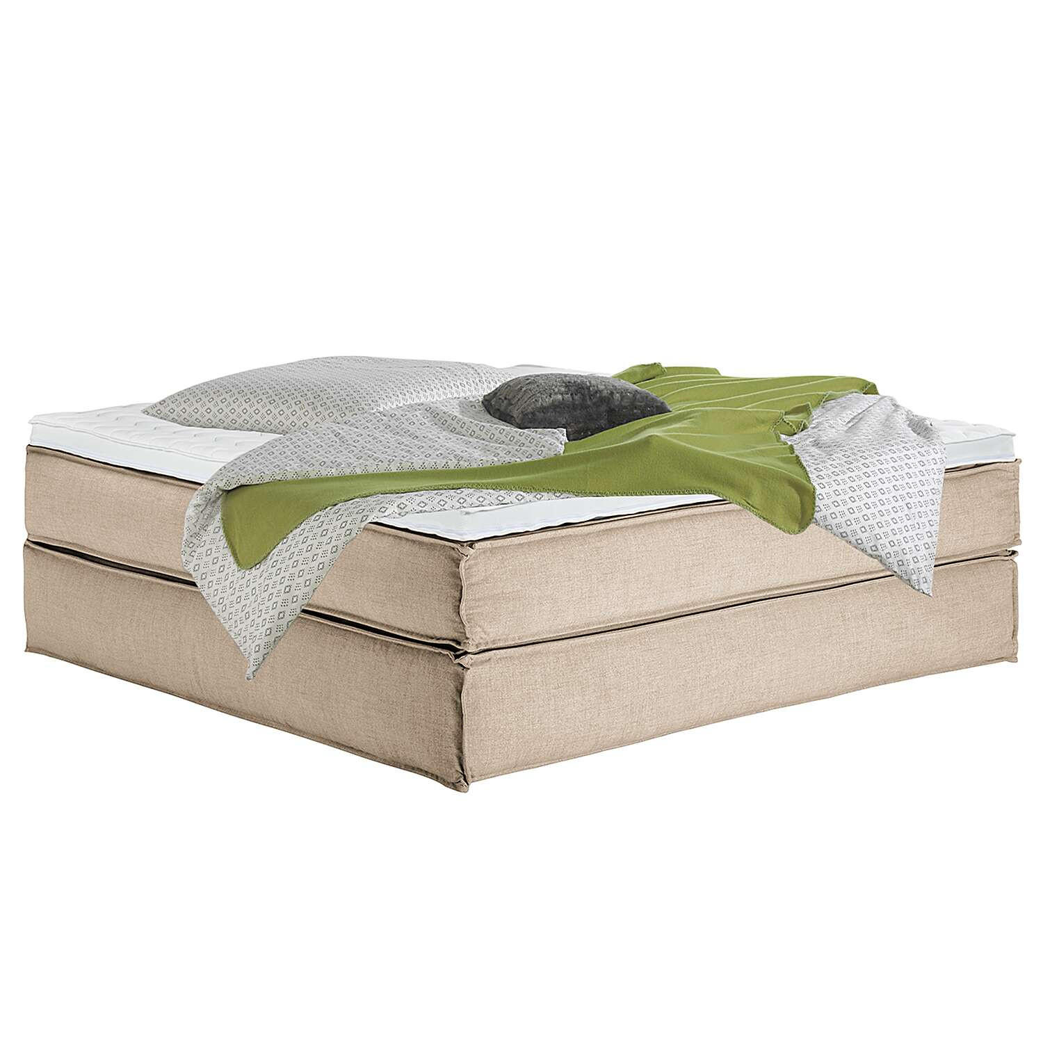 BOXSPRINGBETT 200/220 cm  in Beige  - Beige/Schwarz, Design, Textil (200/220cm) - home24