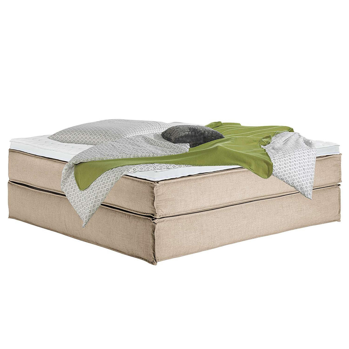 BOXSPRINGBETT 200/220 cm  in Beige  - Beige/Schwarz, Design, Textil (200/220cm) - home24