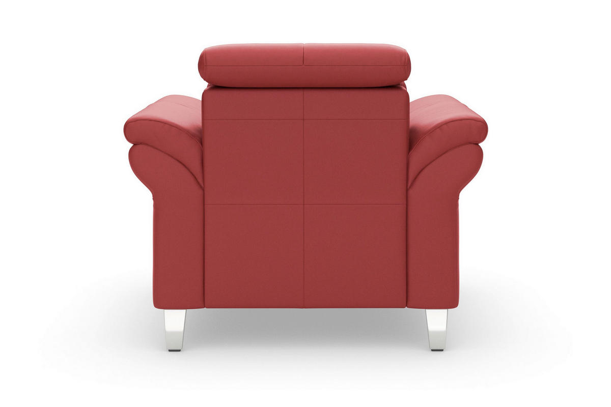 SESSEL in Echtleder Rot  - Chromfarben/Rot, Basics, Leder/Metall (101/84/93cm) - Sit & More