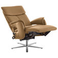 RELAXSESSEL in Leder Honig  - Edelstahlfarben/Honig, Design, Leder/Metall (70/124/85cm) - Cantus