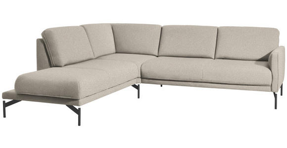 ECKSOFA in Flachgewebe, Struktur Beige  - Anthrazit/Beige, Design, Textil/Metall (230/254cm) - Ambiente