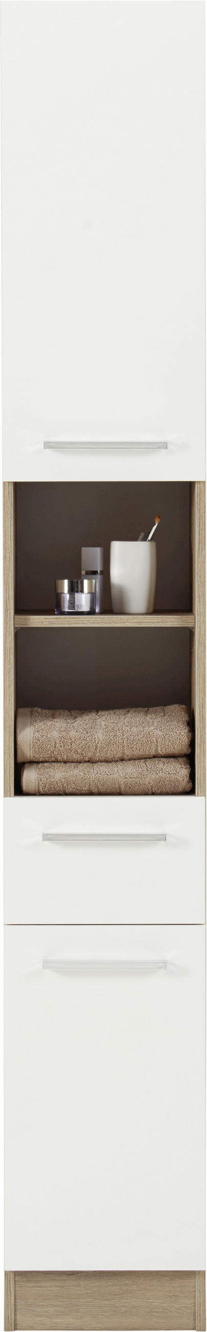 HOCHSCHRANK 30/195,5/33 cm  - Chromfarben/Eichefarben, KONVENTIONELL, Holzwerkstoff/Metall (30/195,5/33cm) - Carryhome