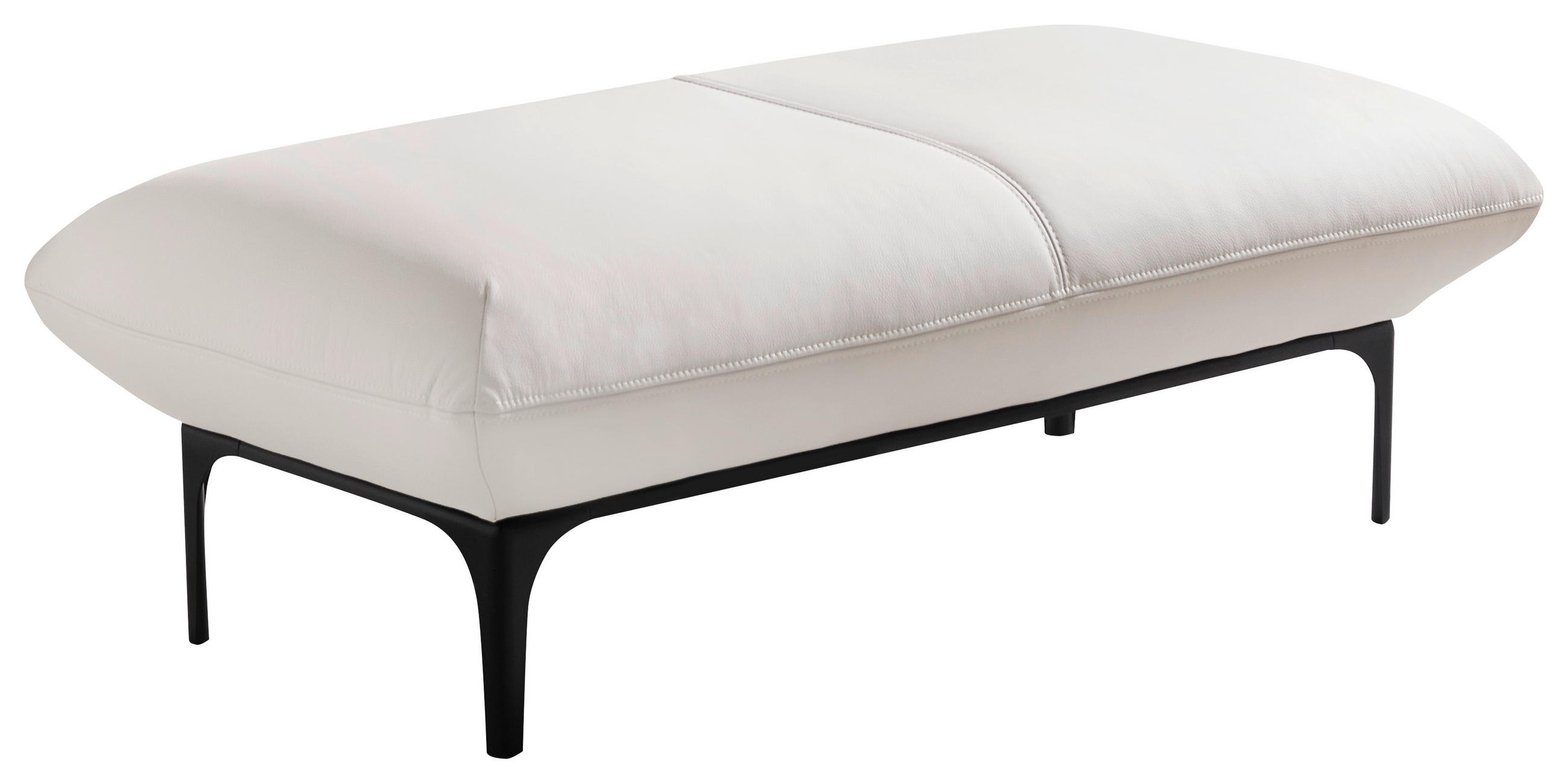 HOCKER Florenz Echtleder Creme  - Creme/Schwarz, Design, Leder/Metall (140/43/72cm) - Valnatura