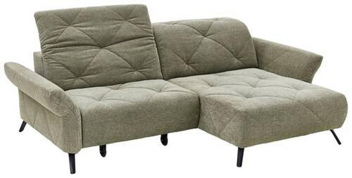 ECKSOFA in Webstoff Grün  - Schwarz/Grün, Design, Textil/Metall (244/173cm) - Moderano