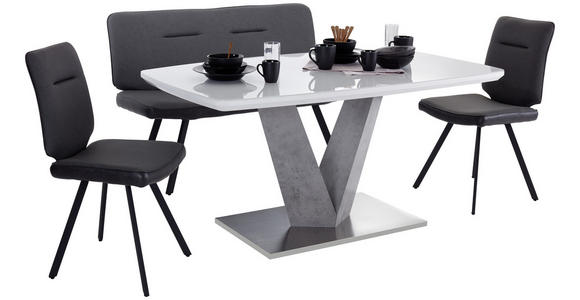Esstisch Nizza 160 - Edelstahlfarben/Weiß, MODERN, Glas/Holzwerkstoff (160/76/90cm) - Luca Bessoni