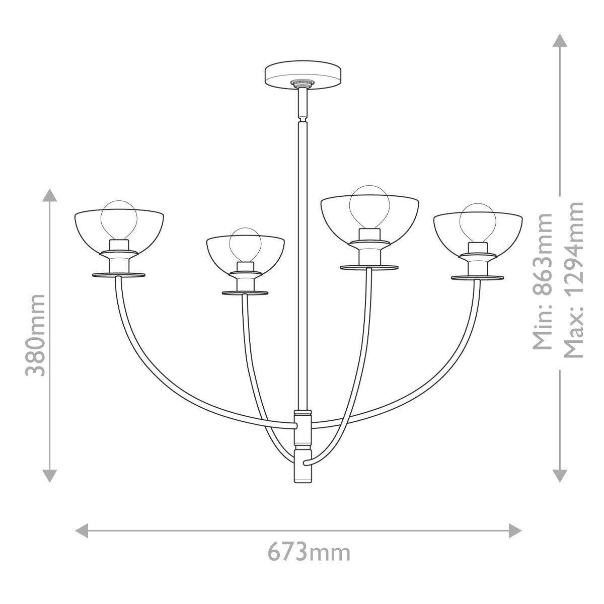 KRONLEUCHTER 38/67,3 cm   - Goldfarben, KONVENTIONELL, Glas/Metall (38/67,3cm) - Elstead Lighting