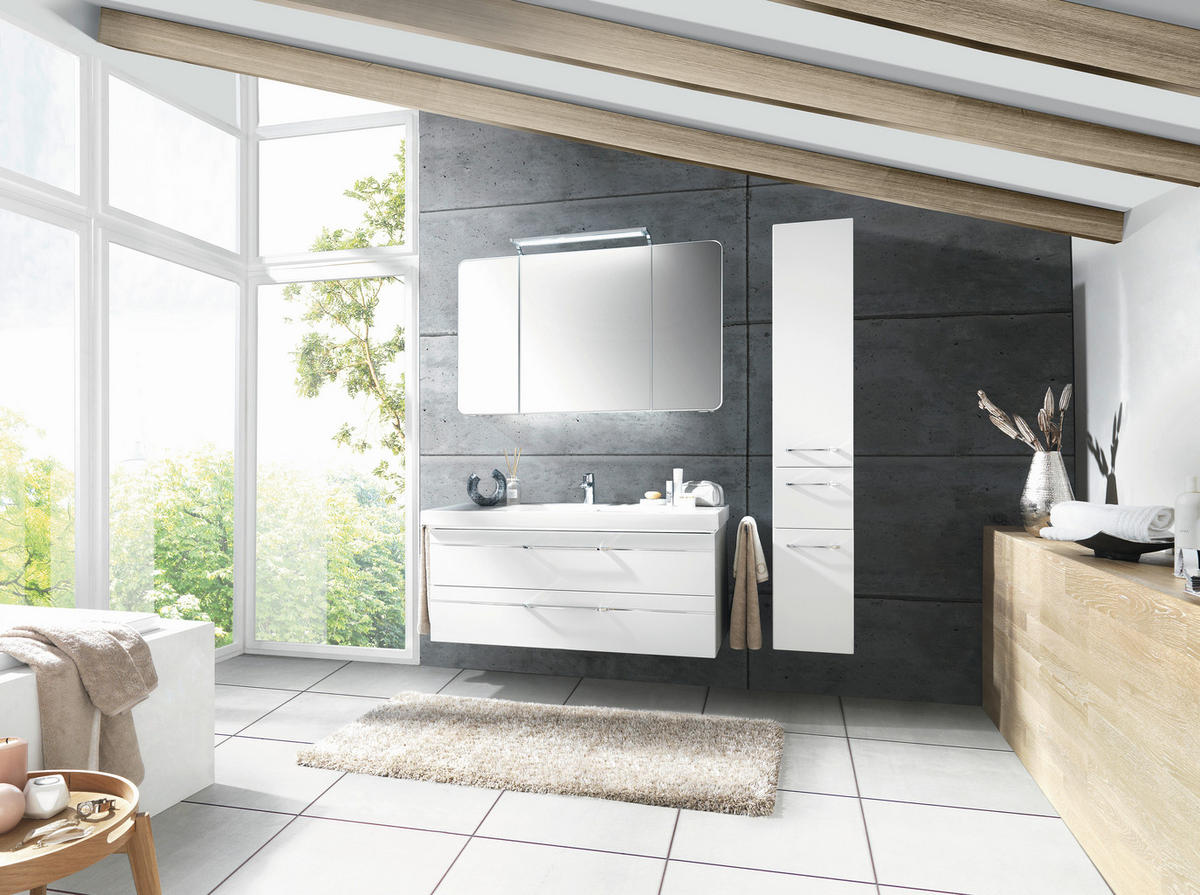 HOCHSCHRANK 30/168/33 cm  - Chromfarben/Weiß, Design, Glas/Holzwerkstoff (30/168/33cm) - Sadena