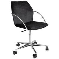 SNURRSTOL  i sammet svart, stålfärgad  - stålfärgad/aluminiumfärg, Design, metall/textil (56,5/82-94/60cm) - Novel