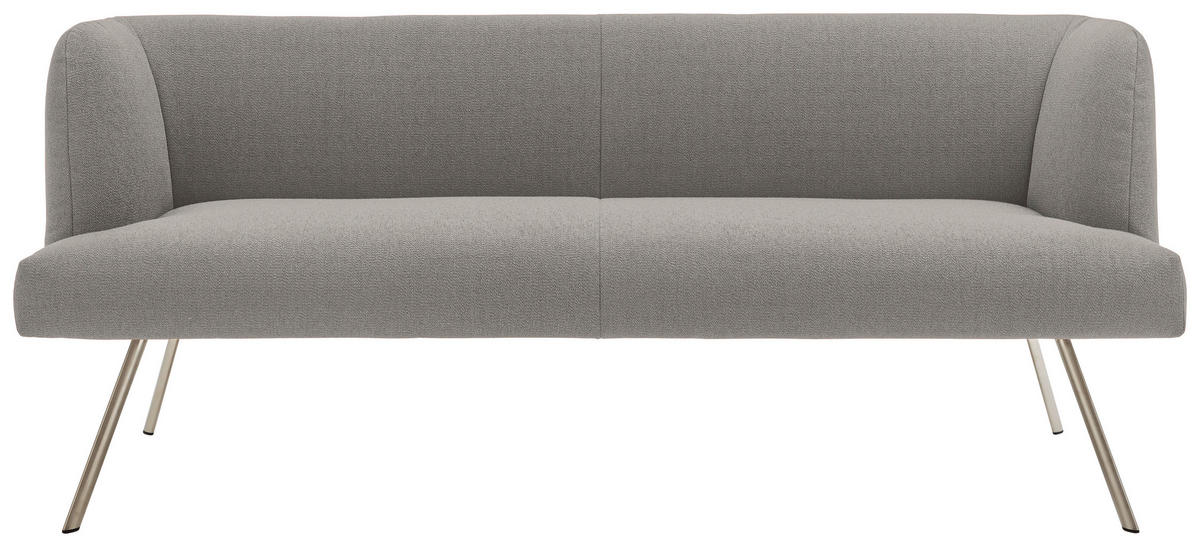 SITZBANK in Metall, Textil Edelstahlfarben, Graubraun  - Edelstahlfarben/Graubraun, Design, Textil/Metall (230/87/64cm) - Venjakob