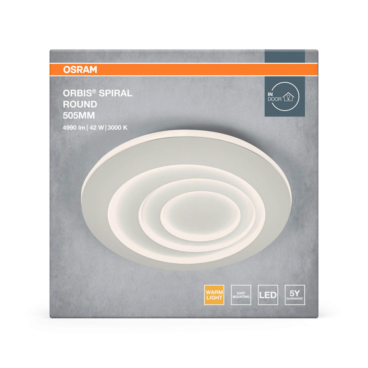 LED-DECKENLEUCHTE Orbis Spiral Round 50,6/5,6 cm   - Weiß, Design, Kunststoff/Metall (50,6/5,6cm) - Osram