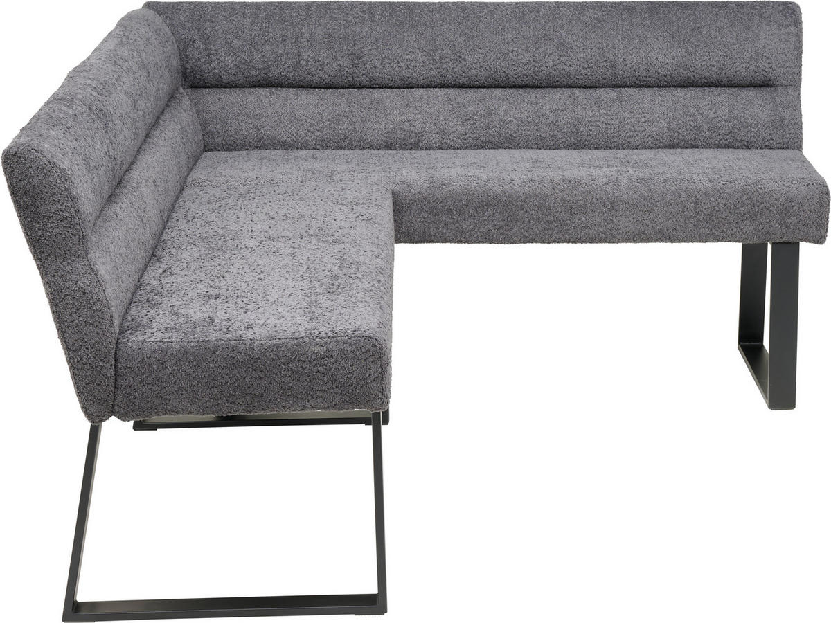 ECKBANK 190/150 cm Webstoff, Bouclé Dunkelgrau   - Dunkelgrau/Schwarz, KONVENTIONELL, Textil/Metall (190/150cm) - MID.YOU