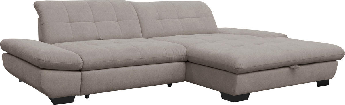 ECKSOFA in Mikrofaser Hellgrau  - Hellgrau/Schwarz, Design, Textil/Metall (290/198cm) - Xora