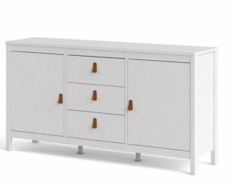 SIDEBOARD 151,2/79,7/38,4 cm - vit/brun, Design, metall/trämaterial (151,2/79,7/38,4cm) - Best Price