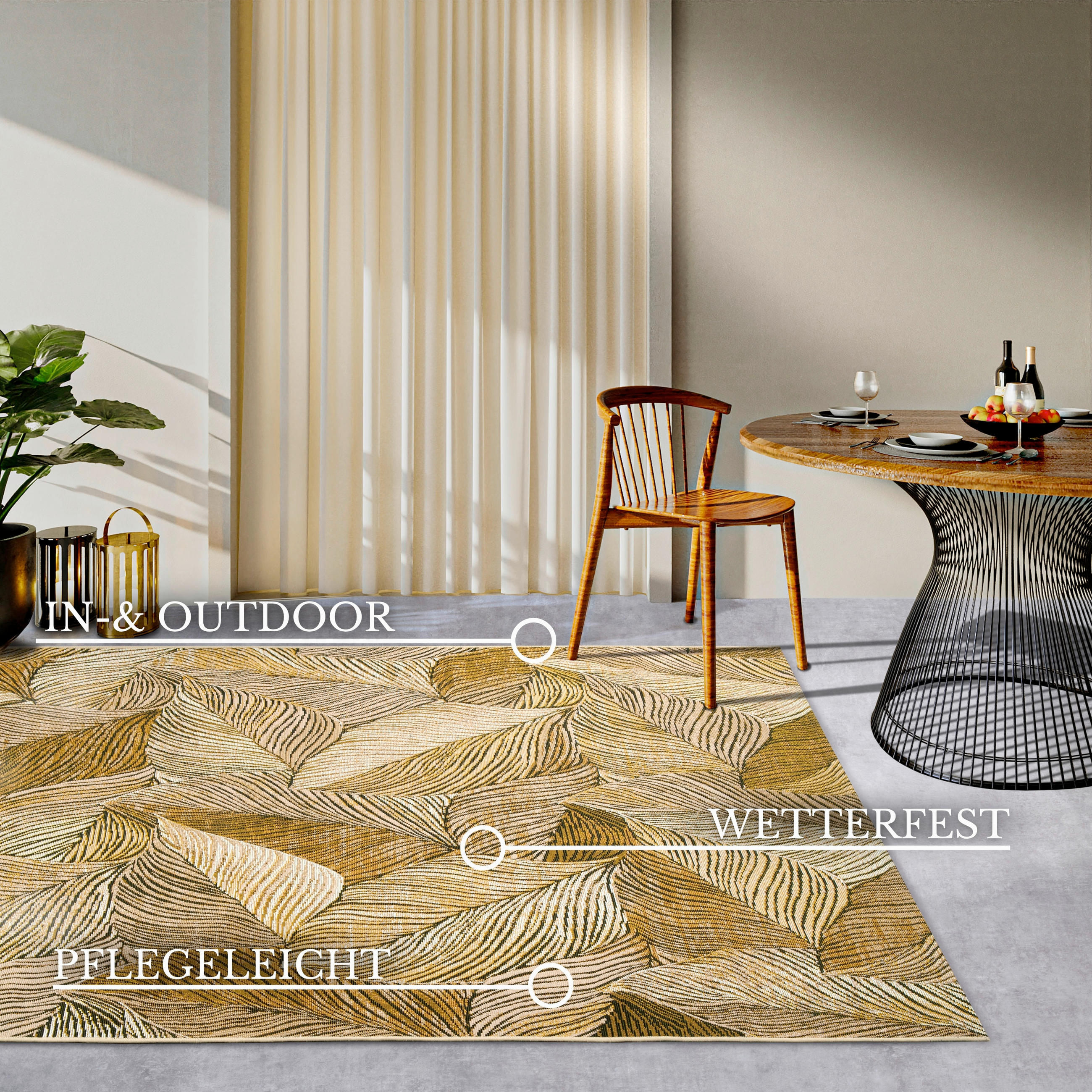 OUTDOORTEPPICH 200/285 cm Kollektion 1767 Schwarz, Goldfarben  - Goldfarben/Schwarz, Design, Kunststoff (200/285cm) - Villeroy & Boch