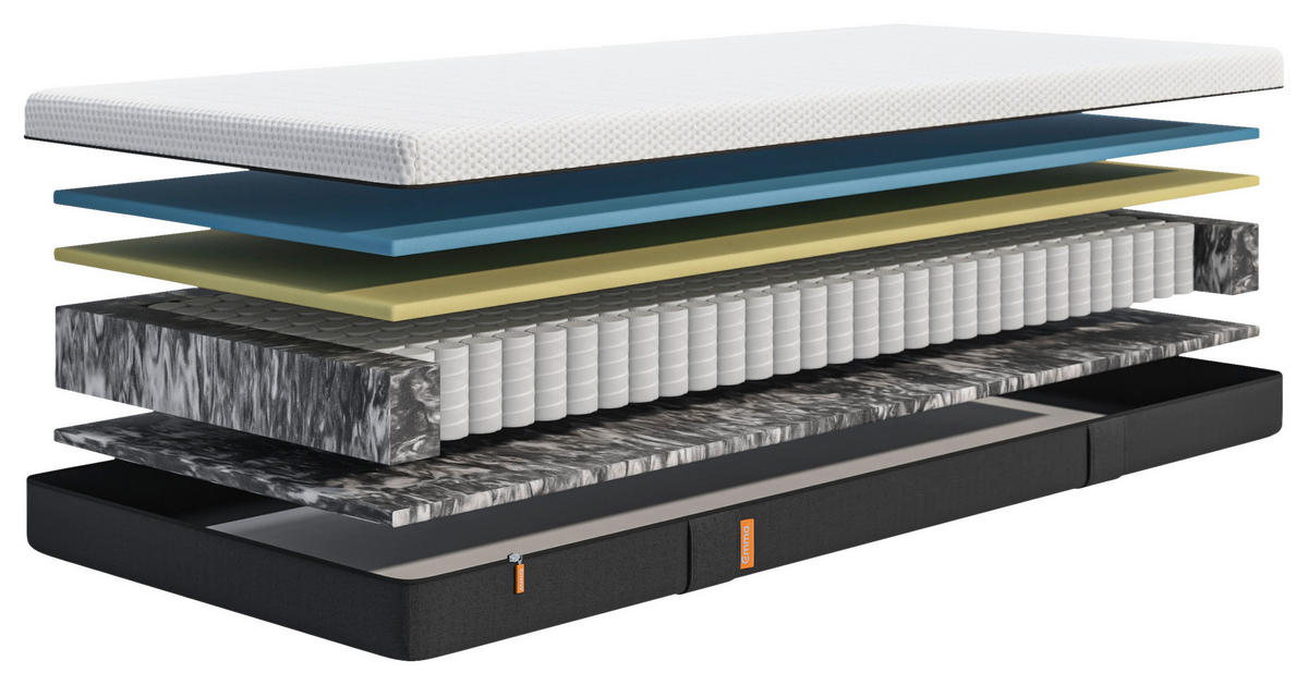 TASCHENFEDERKERNMATRATZE 80/200 cm, Höhe ca.: 18 cm, H3 = fest, 5-Zonen - Weiß/Grau, Basics, Textil (80/200cm) - Emma