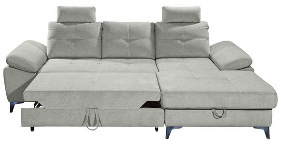 ECKSOFA Hellgrau Mikrovelours  - Chromfarben/Hellgrau, KONVENTIONELL, Kunststoff/Textil (270/170cm) - Carryhome