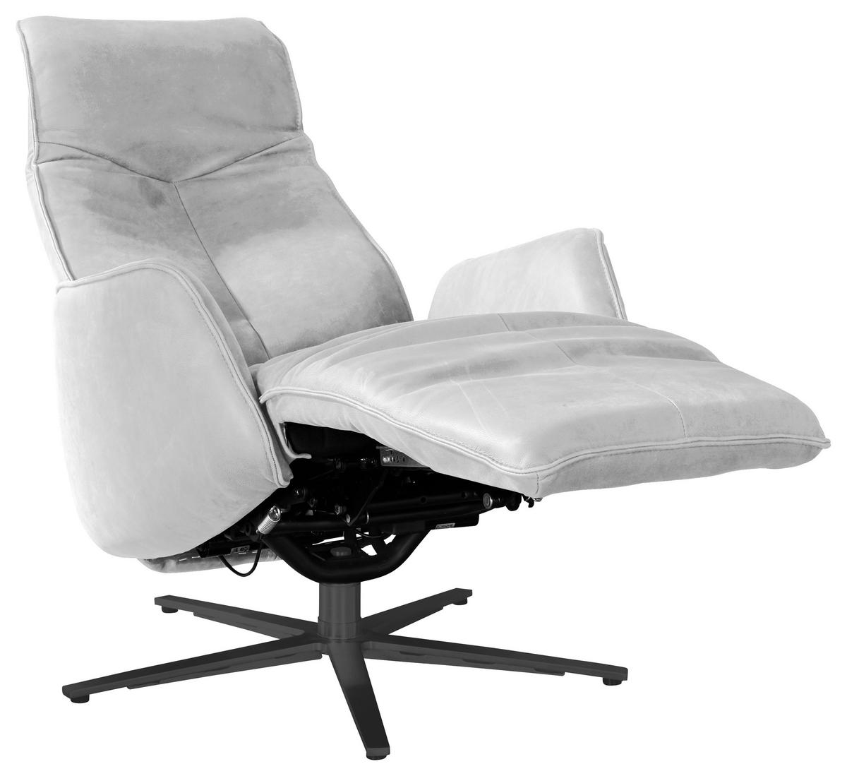 RELAXSESSEL in Leder Hellgrau  - Anthrazit/Hellgrau, Design, Leder/Metall (71/114/84cm) - Johann Jakob
