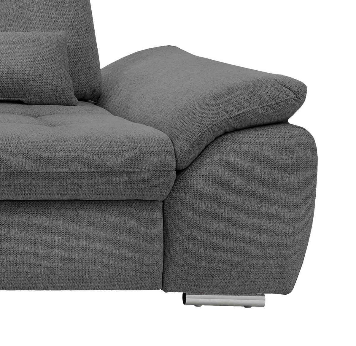 ECKSOFA in Chenille Graubraun  - Chromfarben/Graubraun, Modern, Textil/Metall (184/314cm) - Livetastic
