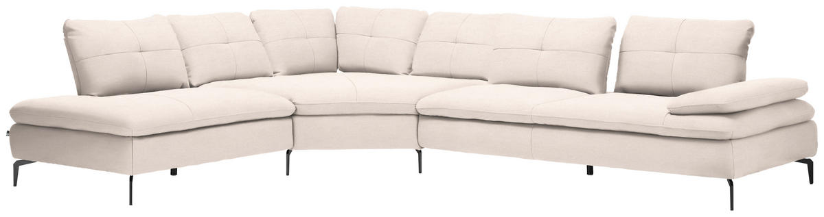 ECKSOFA in Flachgewebe Creme  271/344 cm  - Creme/Schwarz, Design, Textil/Metall (271/344cm) - Chilliano