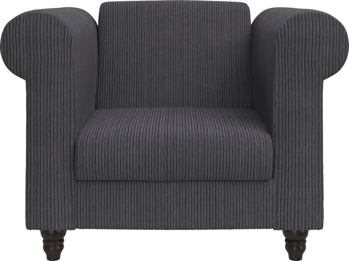 SESSEL in Cord Anthrazit  - Anthrazit/Schwarz, Basics, Holz/Textil (111/83/87cm) - Livetastic