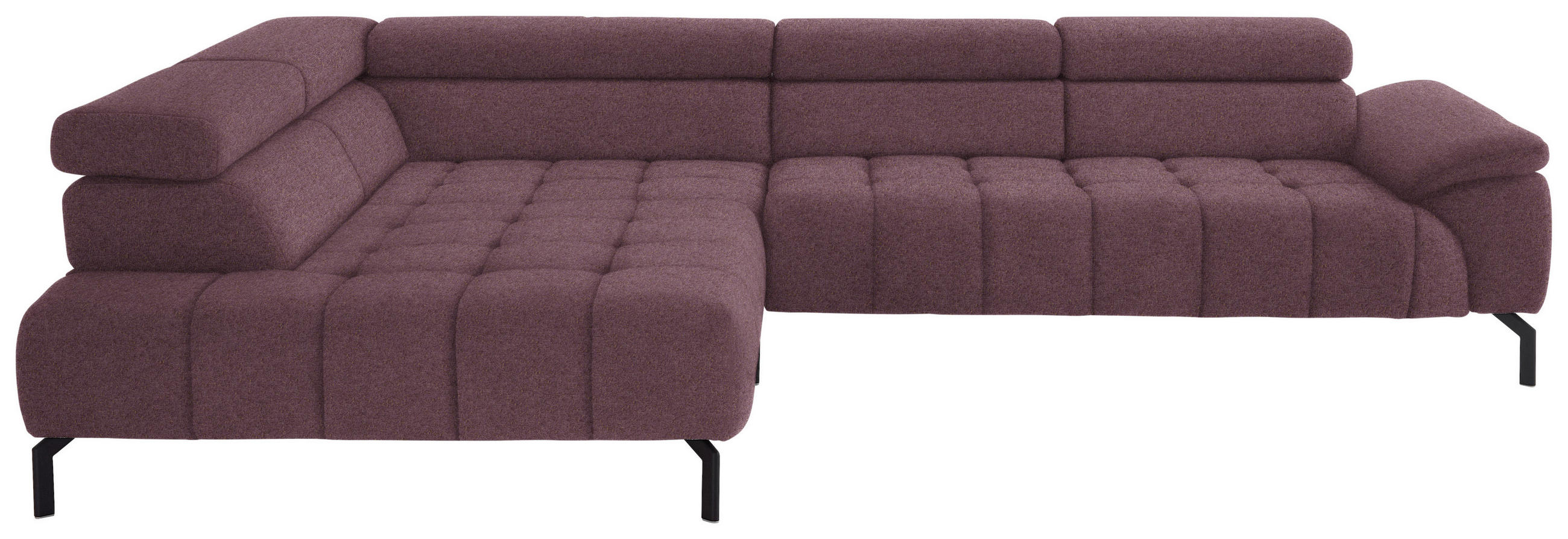 ECKSOFA in Chenille Beere  - Beere/Schwarz, Design, Textil/Metall (222/323cm) - Beldomo Style