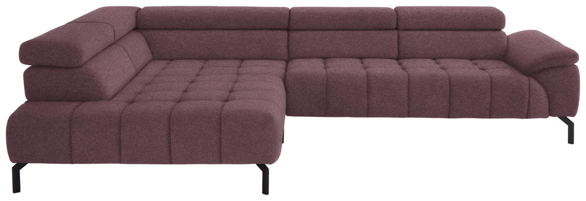 ECKSOFA in Chenille Beere  - Beere/Schwarz, Design, Textil/Metall (222/323cm) - Beldomo Style