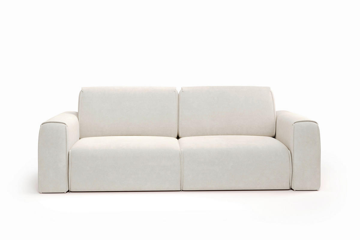 SCHLAFSOFA Tuzzi  mit Schlafen auf Sitzhöhe Velours Creme  - Creme/Schwarz, Basics, Kunststoff/Textil (252/94/105cm) - Livetastic