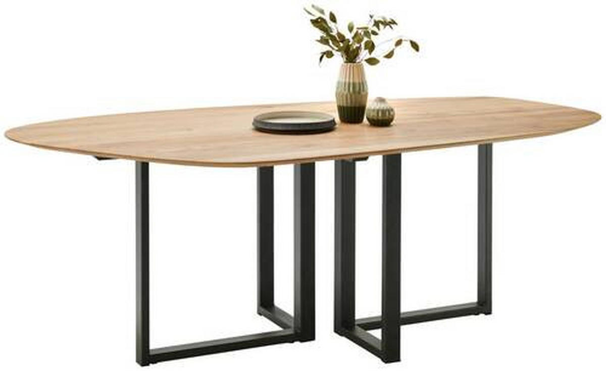 ESSTISCH Asteiche massiv oval Eichefarben  - Eichefarben/Anthrazit, Design, Holz/Metall (220/115/76cm) - Bert Plantagie