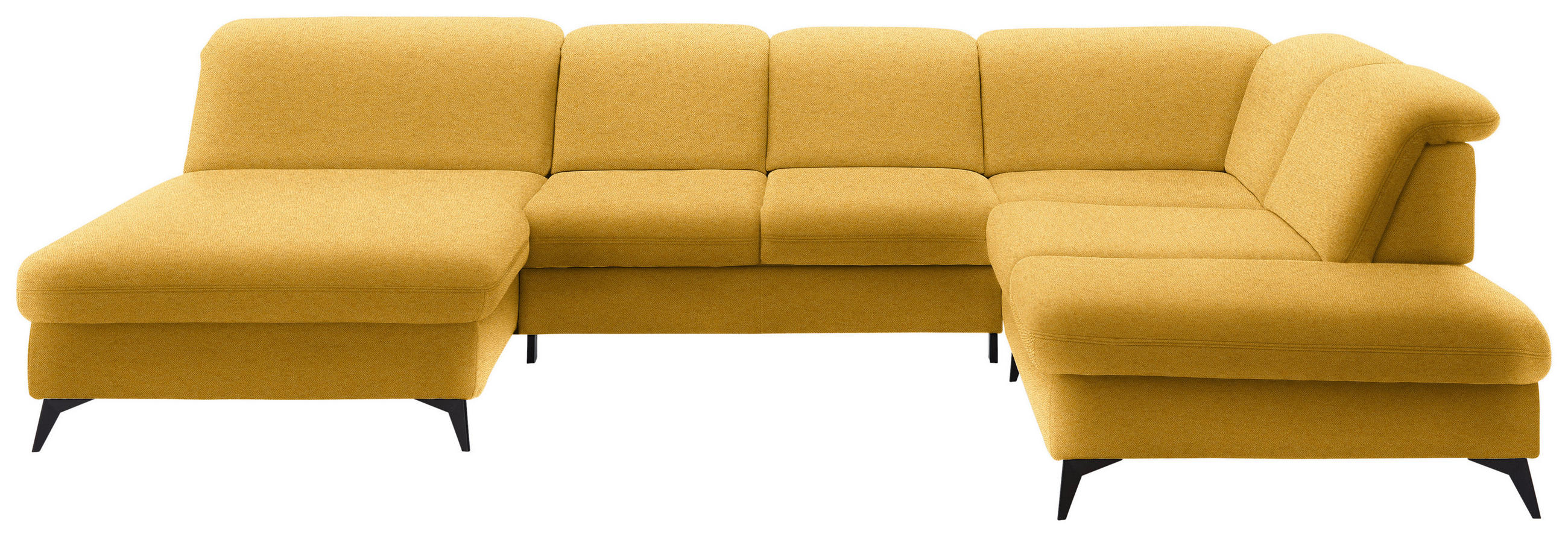 WOHNLANDSCHAFT  in Chenille Currygelb  - Currygelb/Schwarz, Design, Textil/Metall (198/369/255cm) - Beldomo Style