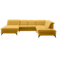 WOHNLANDSCHAFT  in Chenille Currygelb  - Currygelb/Schwarz, Design, Textil/Metall (198/369/255cm) - Beldomo Style