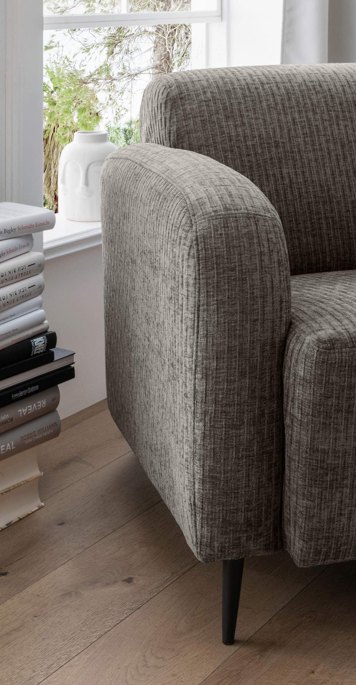 SESSEL in Velours Graubraun  - Graubraun/Schwarz, Modern, Textil/Metall (85/76/90cm) - Livetastic