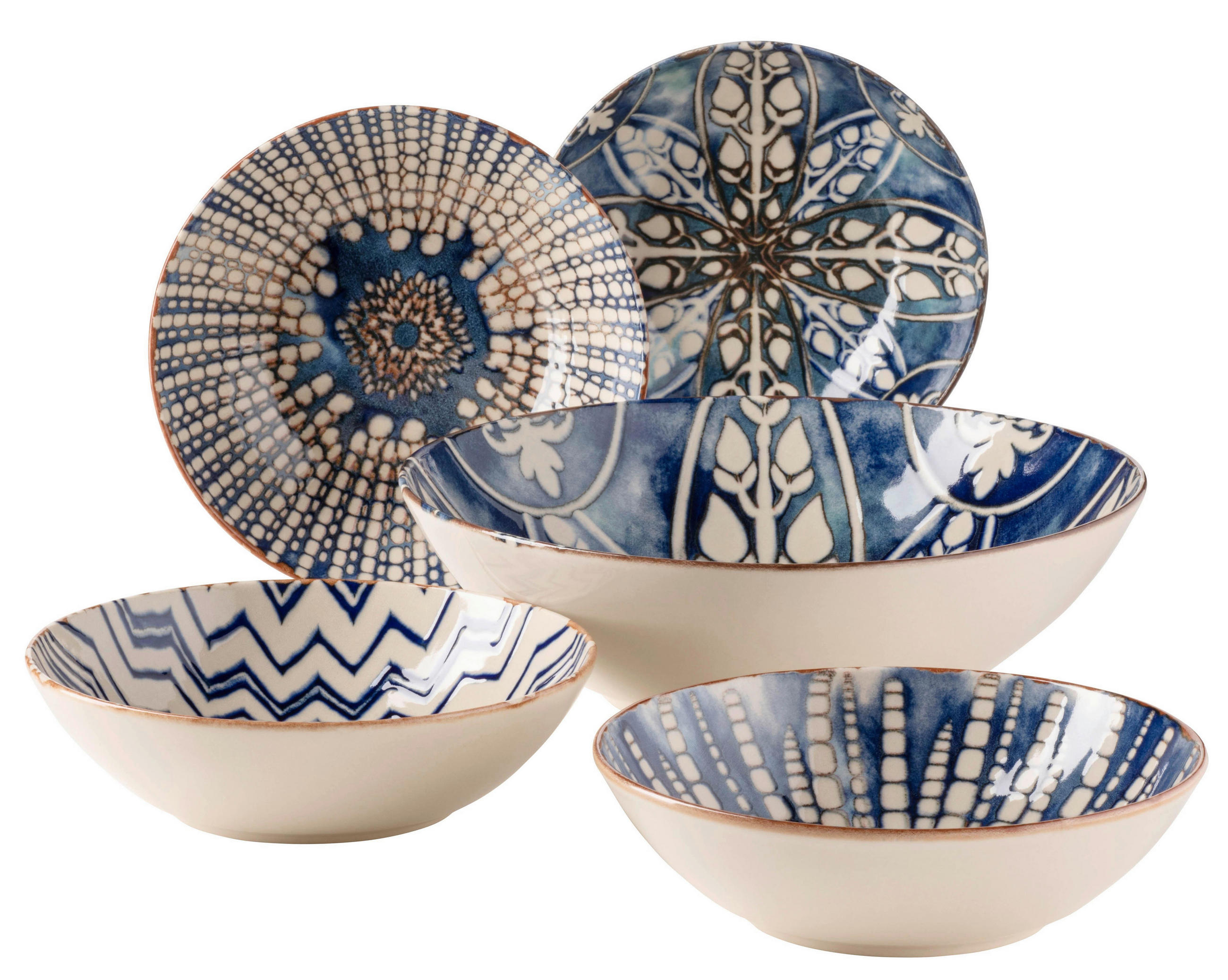 SALLADSSET  Iberico Blue 5 delar  - vit/blå, Basics, keramik (36,5/36,5/31,5cm) - Mäser