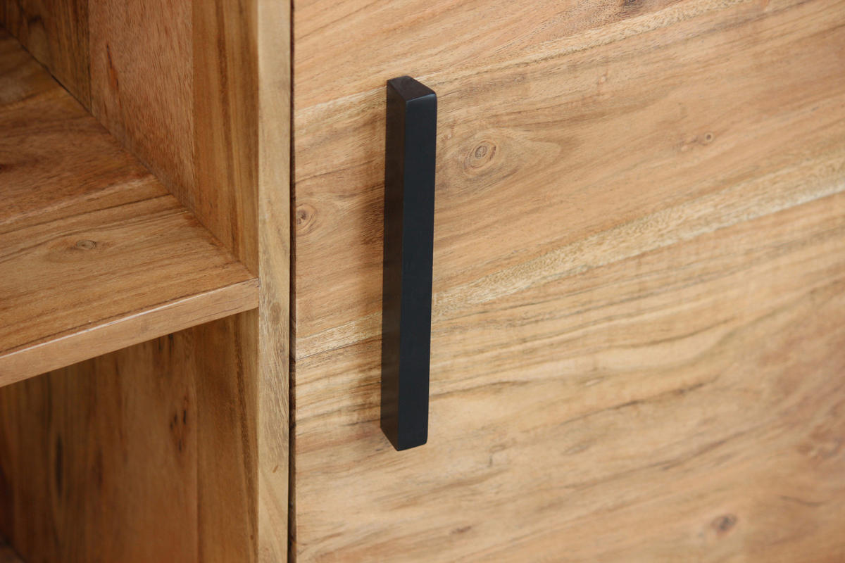 HIGHBOARD  in 90/160/40 cm  - Schwarz/Akaziefarben, Design, Holz/Metall (90/160/40cm) - home24