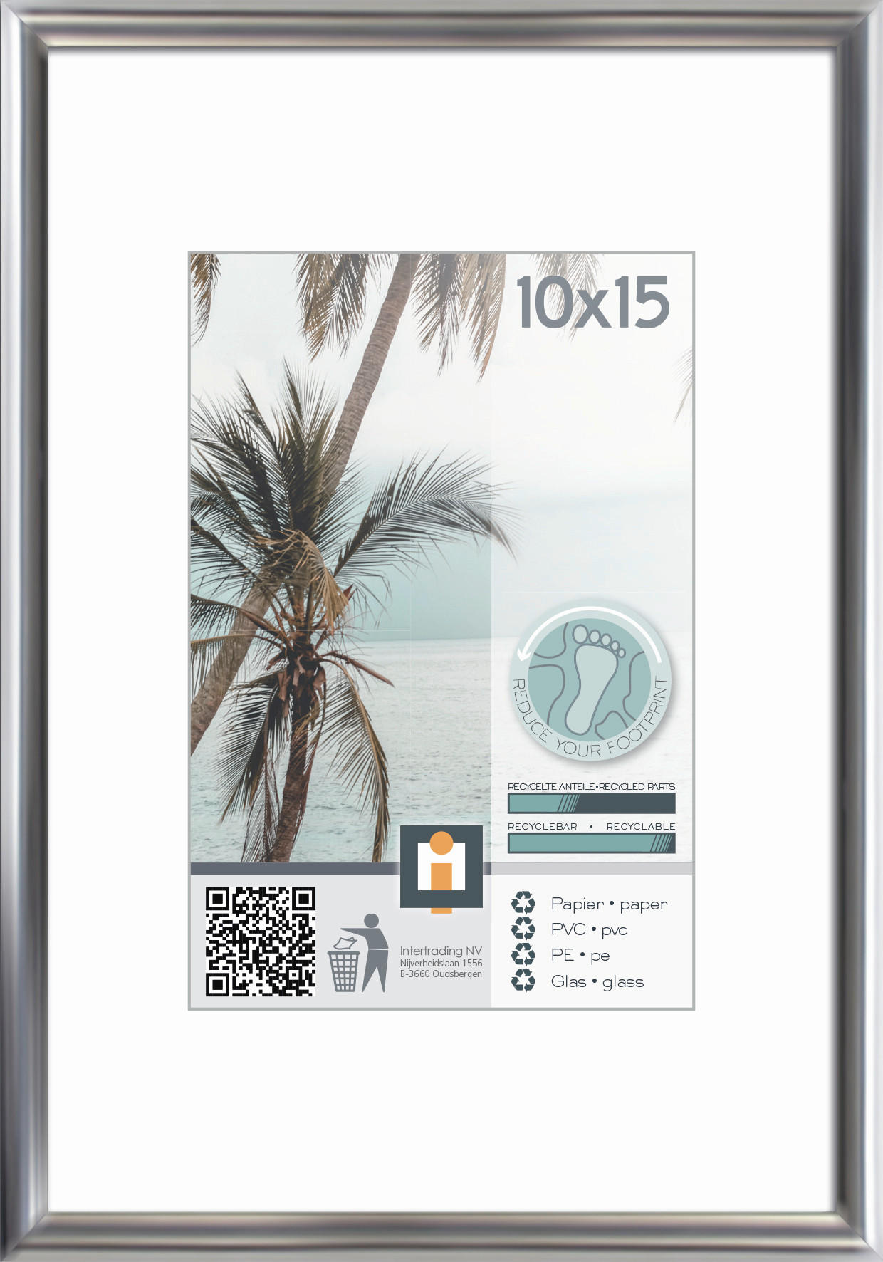 KÉPKERET 11.5/16.1 cm  - ezüstszínű, Basics, műanyag/Üveg (11.5/16.1cm)