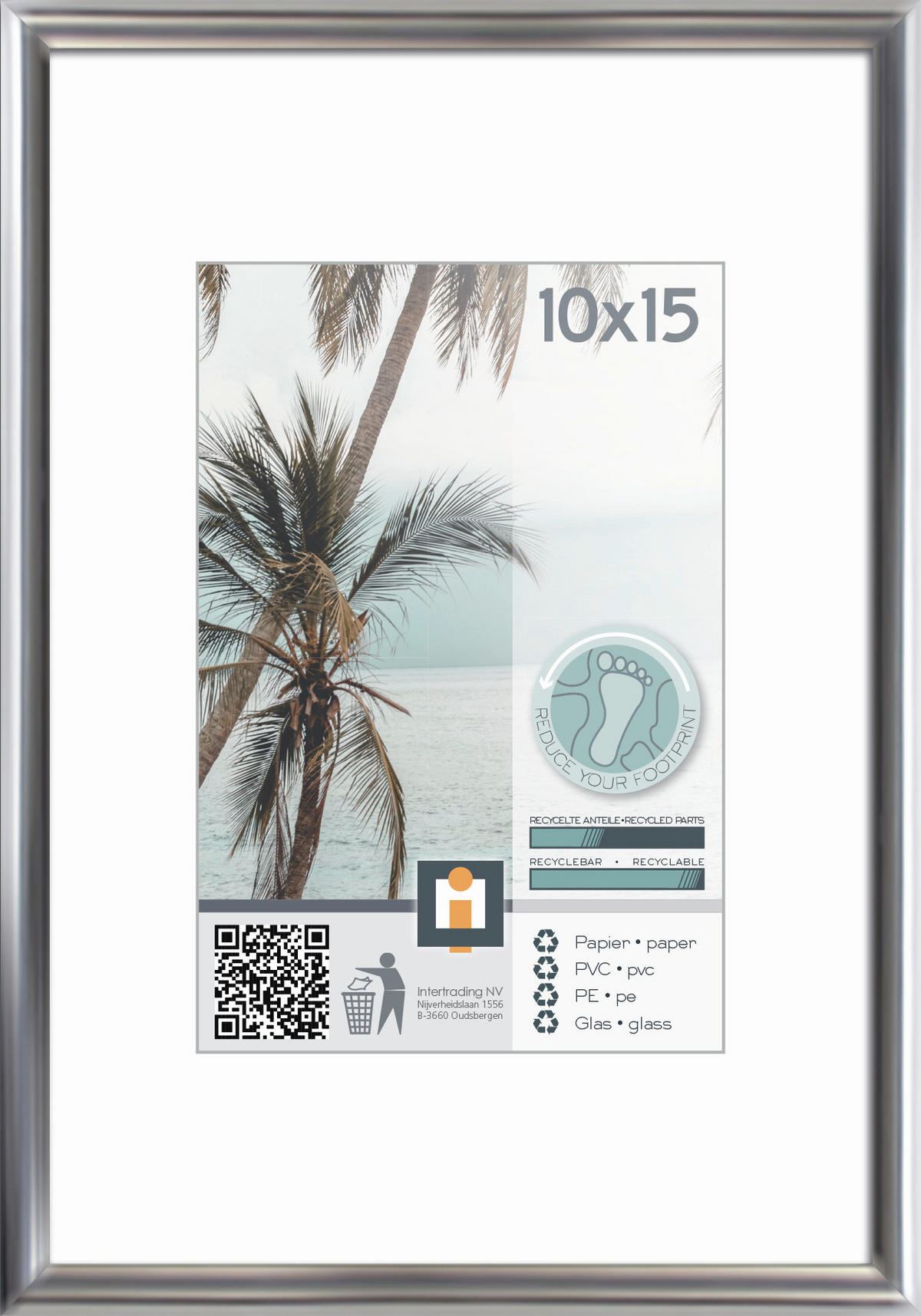 OKVIR ZA SLIKE     11.5/16.1 cm     - srebrne barve, Basics, umetna masa/steklo (11.5/16.1cm)